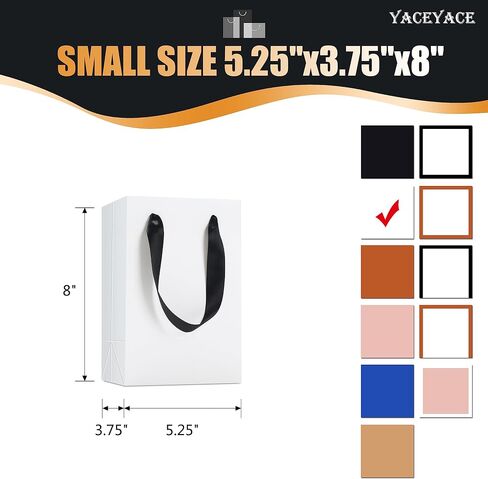 حقائب هدايا باللونين الأبيض والأسود مع مقابض شريطية، 20 قطعة من YACEYACE مقاس 10.5 بوصة × 4.25 بوصة × 8 بوصة، حقائب هدايا ورقية باللونين الأبيض والأسود متوسطة الحجم للحفلات، وأعياد الميلاد، وحفلات استقبال المولود الجديد، وحفلات الزفاف، والتسوق، وتجارة الت in Kuwait