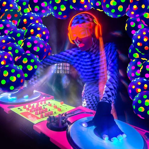50 Pcs Glow in The Dark Balloons Neon Balloons Decoration Neon Party Supplies UV Blacklight Latex Balloons 12 Inch Reactive Fluorescent Mini Polka Dots Balloons for Neon Glow Party (Transparent) in Saudi Arabia
