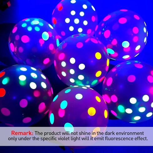 50 Pcs Glow in The Dark Balloons Neon Balloons Decoration Neon Party Supplies UV Blacklight Latex Balloons 12 Inch Reactive Fluorescent Mini Polka Dots Balloons for Neon Glow Party (Transparent) in Saudi Arabia