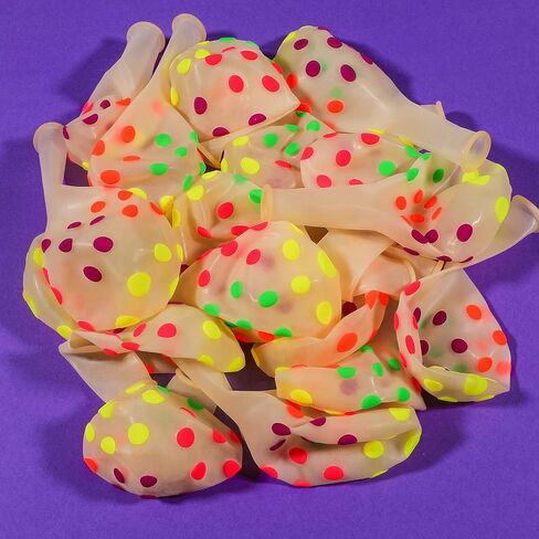 50 Pcs Glow in The Dark Balloons Neon Balloons Decoration Neon Party Supplies UV Blacklight Latex Balloons 12 Inch Reactive Fluorescent Mini Polka Dots Balloons for Neon Glow Party (Transparent) in Saudi Arabia