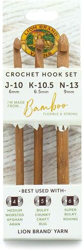 Lion Brand Yarn Needles-Article 401 Bamboo, Crochet Hook Set (J,K,N) in Saudi Arabia