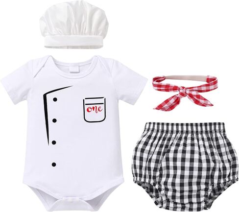ODASDO بيبي بوي فتاة الشيف الزي زي حفلة فستان عيد الميلاد الأول كعكة سحق صور اطلاق النار الدعائم لمدة 6-18 شهرا in Saudi Arabia