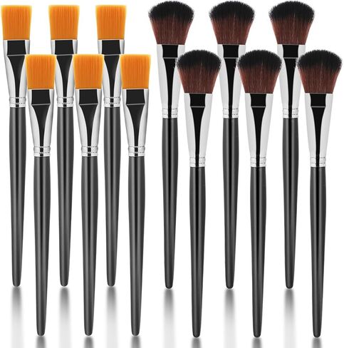 12 قطعة من فرش الممسحة للرسم الاكريليك، فرش مزج بيضاوية 1 انش لطلاء الاكريليك، فرش طلاء الوجه بمقبض خشبي للرسم على الوجه والجسم والالوان المائية in Kuwait