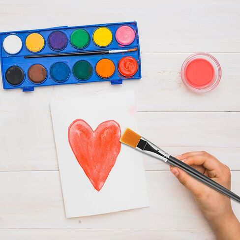 12 قطعة من فرش الممسحة للرسم الاكريليك، فرش مزج بيضاوية 1 انش لطلاء الاكريليك، فرش طلاء الوجه بمقبض خشبي للرسم على الوجه والجسم والالوان المائية in Kuwait