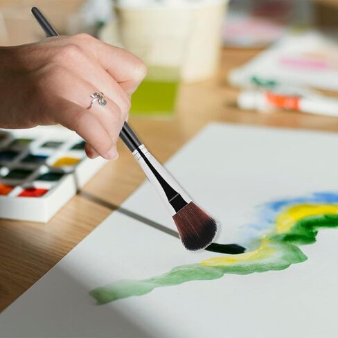 12 قطعة من فرش الممسحة للرسم الاكريليك، فرش مزج بيضاوية 1 انش لطلاء الاكريليك، فرش طلاء الوجه بمقبض خشبي للرسم على الوجه والجسم والالوان المائية in Kuwait