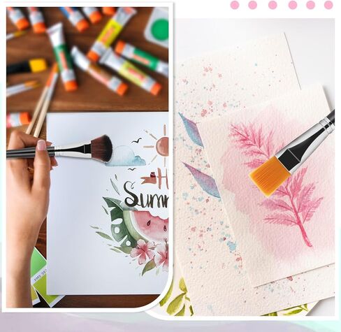 12 قطعة من فرش الممسحة للرسم الاكريليك، فرش مزج بيضاوية 1 انش لطلاء الاكريليك، فرش طلاء الوجه بمقبض خشبي للرسم على الوجه والجسم والالوان المائية in Kuwait