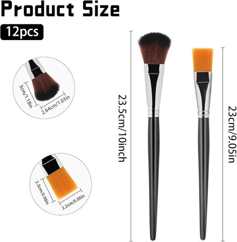 12 قطعة من فرش الممسحة للرسم الاكريليك، فرش مزج بيضاوية 1 انش لطلاء الاكريليك، فرش طلاء الوجه بمقبض خشبي للرسم على الوجه والجسم والالوان المائية in Kuwait