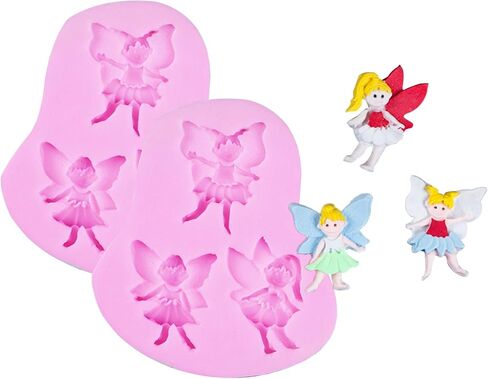 HengKe 2 قطع صغيرة زهرة الجنية الملاك فتاة سيليكون العفن الجنية الفوندانت الخبز اليدوية الصابون الطين قوالب الشوكولاته السكر والمجوهرات ، الطين البوليمر ، مشاريع صياغة ، حلوى بودنغ in Kuwait