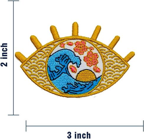 Wikineon Iron On Embroidered Patch, Cool Patch "Wave in Eye" - Appliable to Badge Iron On Sew On Emblem Patch DIY Accessories Perfect for Jackets, Clothes, Hats & Jeans in Kuwait