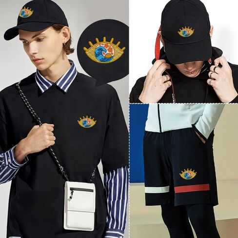 Wikineon Iron On Embroidered Patch, Cool Patch "Wave in Eye" - Appliable to Badge Iron On Sew On Emblem Patch DIY Accessories Perfect for Jackets, Clothes, Hats & Jeans in Kuwait