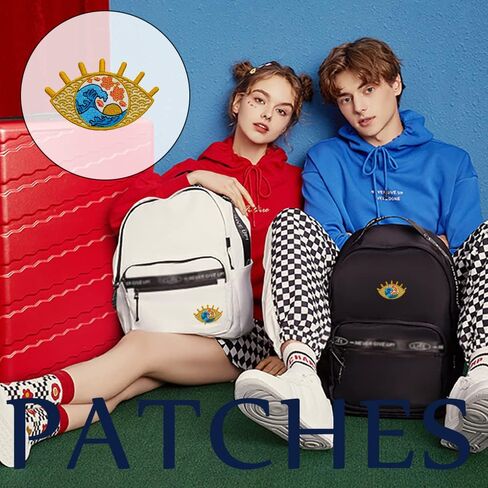 Wikineon Iron On Embroidered Patch, Cool Patch "Wave in Eye" - Appliable to Badge Iron On Sew On Emblem Patch DIY Accessories Perfect for Jackets, Clothes, Hats & Jeans in Kuwait