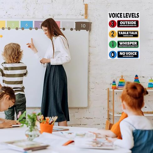 Voice Level Sticker, Noise Level Wall Sticker Graffiti Stickers Hall Passes for Classrooms Poster Classroom Educational Posters in Kuwait