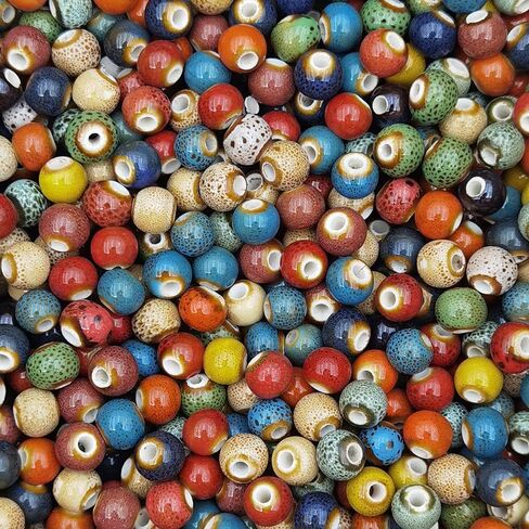 180 قطعة من خرز البورسلين من INSPIRELLE، خرز سيراميك صيني غير دائري 8 مم لصناعة المجوهرات المصنوعة يدويًا، صناعة الأساور والقلائد، طلاء متغير in Kuwait