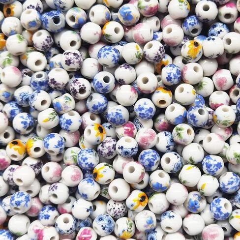 180 قطعة من خرز البورسلين من INSPIRELLE، خرز سيراميك صيني غير دائري 8 مم لصناعة المجوهرات المصنوعة يدويًا، صناعة الأساور والقلائد، طلاء متغير in Kuwait