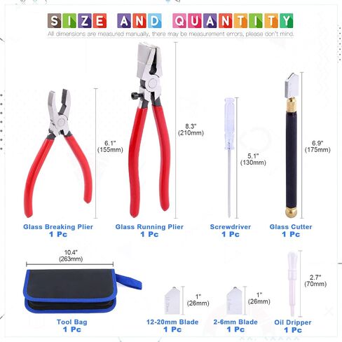 Glarks 4Pcs Heavy Duty Glass Running Pliers Tools Set, Breaker Grozer Plier with Glass Cutter and Pencil Style Oil Feed Carbide Tip Glass Cutter for Mosaic/Tiles/Mirror/Stained Glass Cutting in Saudi Arabia