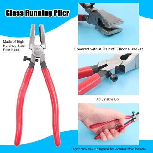 Glarks 4Pcs Heavy Duty Glass Running Pliers Tools Set, Breaker Grozer Plier with Glass Cutter and Pencil Style Oil Feed Carbide Tip Glass Cutter for Mosaic/Tiles/Mirror/Stained Glass Cutting in Saudi Arabia
