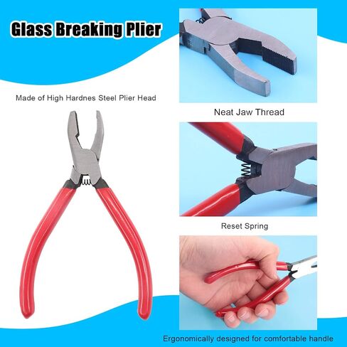 Glarks 4Pcs Heavy Duty Glass Running Pliers Tools Set, Breaker Grozer Plier with Glass Cutter and Pencil Style Oil Feed Carbide Tip Glass Cutter for Mosaic/Tiles/Mirror/Stained Glass Cutting in Saudi Arabia