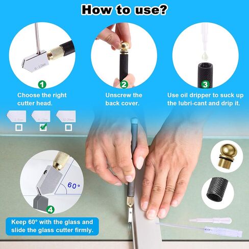 Glarks 4Pcs Heavy Duty Glass Running Pliers Tools Set, Breaker Grozer Plier with Glass Cutter and Pencil Style Oil Feed Carbide Tip Glass Cutter for Mosaic/Tiles/Mirror/Stained Glass Cutting in Saudi Arabia