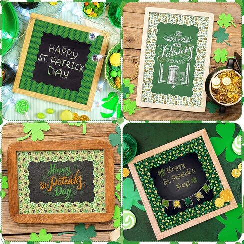 65 Feet St. Patrick's Day Bulletin Board Border Decoration Clover Gnome Spot Buffalo Plaid Scalloped Border 5 Styles 60Pcs Sticker Trim for Irish Day School Classroom Office Party Decor in Saudi Arabia