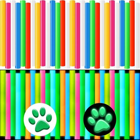 3D Puff Vinyl Heat Transfer Sheets 12" x 10" Glow in The Dark Iron on Vinyl Luminous Foaming Puff Fluorescent Heat Press Vinyl Bundles for DIY T Shirt Gifts Clothes, 7 Colors(28 Pcs) in Saudi Arabia