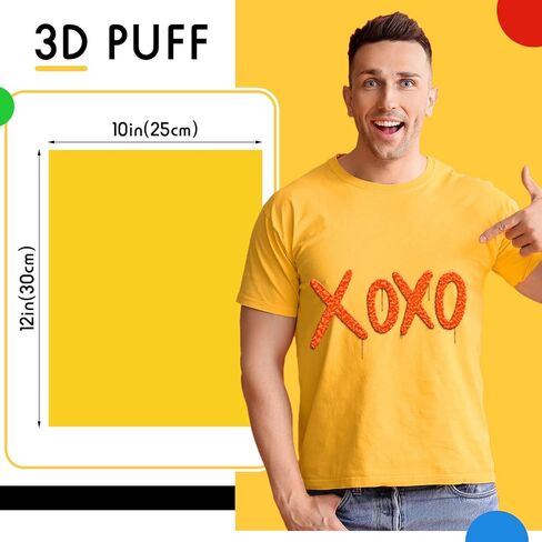 3D Puff Vinyl Heat Transfer Sheets 12" x 10" Glow in The Dark Iron on Vinyl Luminous Foaming Puff Fluorescent Heat Press Vinyl Bundles for DIY T Shirt Gifts Clothes, 7 Colors(28 Pcs) in Saudi Arabia