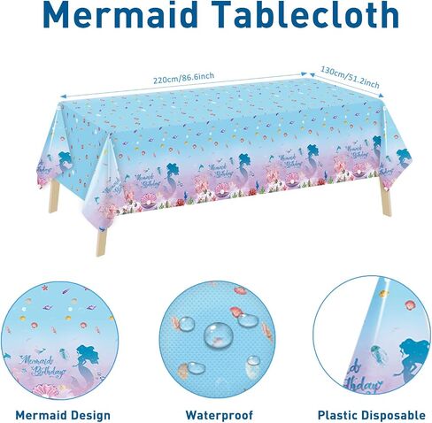 PARTY SPOT!112 PCS Little Mermaid Party Decorations,Girls Mermaid Balloon Garland with Background Cloth,Tablecloth Mermaid Tail Balloon,Tassel Curtain Birthday Decorations in Kuwait