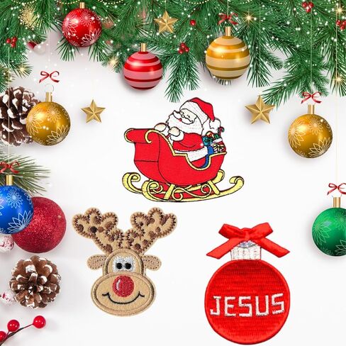 3 رقع مطرزة لعيد الميلاد، سانتا كلوز، الرنة يسوع الرنة على الخياطة على الملابس، رقع لطيفة للرجال والنساء والأطفال، رقع تزيين للملابس والأحذية والحقيبة والقبعة in Kuwait