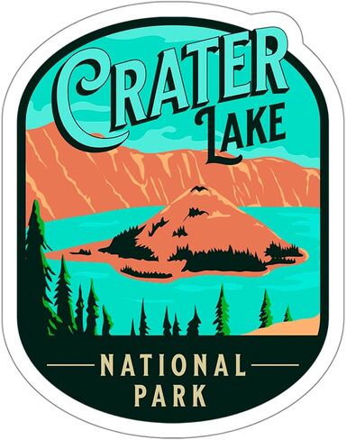 Crater Lake National Park Sticker Oregon Outdoors Small Travel Passport Vinyl Decal Waterproof for Water Bottle Mug Book Scrapbook Notebook Laptop Tumbler Skateboard Computer Phone Size 4" Funny Gift in Saudi Arabia