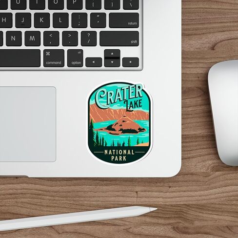 Crater Lake National Park Sticker Oregon Outdoors Small Travel Passport Vinyl Decal Waterproof for Water Bottle Mug Book Scrapbook Notebook Laptop Tumbler Skateboard Computer Phone Size 4" Funny Gift in Saudi Arabia