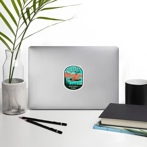 Crater Lake National Park Sticker Oregon Outdoors Small Travel Passport Vinyl Decal Waterproof for Water Bottle Mug Book Scrapbook Notebook Laptop Tumbler Skateboard Computer Phone Size 4" Funny Gift in Saudi Arabia