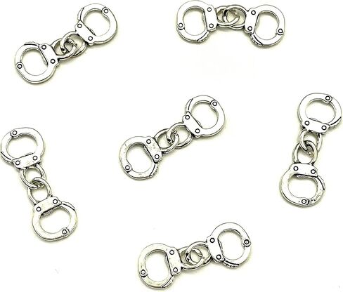 Artist Unknown 20PC Antique Silver Handcuffs Charms Pendants for Jewelry Bracelet Necklace DIY Craft Making 17mmx12mm in Saudi Arabia
