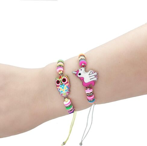 مجموعة إيليسا ميراكيل مكونة من 12 قطعة من سوار قابل للتعديل للأطفال بتصميم بومة وحيد القرن وبومة ومنسوجة من 12 قطعة, حجر الراين in Kuwait