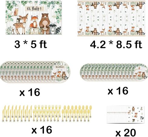 لوازم حفلات استحمام الأطفال من هيتون وودلاند ديكورات على شكل بالون الثعلب أوه بيبي وودلاند ترحيب بافتة ترحيب بالطفل مخلوقات حيوانات الظب مع خلفية تزيين كعكة كاب كيك من أجل البنات والأولاد in Kuwait