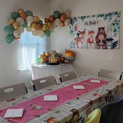 لوازم حفلات استحمام الأطفال من هيتون وودلاند ديكورات على شكل بالون الثعلب أوه بيبي وودلاند ترحيب بافتة ترحيب بالطفل مخلوقات حيوانات الظب مع خلفية تزيين كعكة كاب كيك من أجل البنات والأولاد in Kuwait