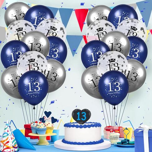 بالونات عيد الميلاد الحادي والعشرين، 15 قطعة من بالونات عيد الميلاد الحادي والعشرين باللون الأزرق الداكن والفضي للرجال والنساء وحفلات الذكرى السنوية الحادية والعشرين السعيدة وديكورات حفلات عيد الميلاد الحادي والعشرين مقاس 12 بوصة in Saudi Arabia
