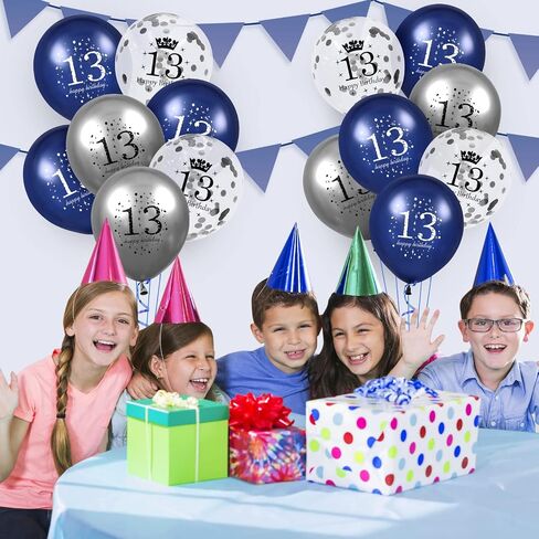 بالونات عيد الميلاد الحادي والعشرين، 15 قطعة من بالونات عيد الميلاد الحادي والعشرين باللون الأزرق الداكن والفضي للرجال والنساء وحفلات الذكرى السنوية الحادية والعشرين السعيدة وديكورات حفلات عيد الميلاد الحادي والعشرين مقاس 12 بوصة in Saudi Arabia