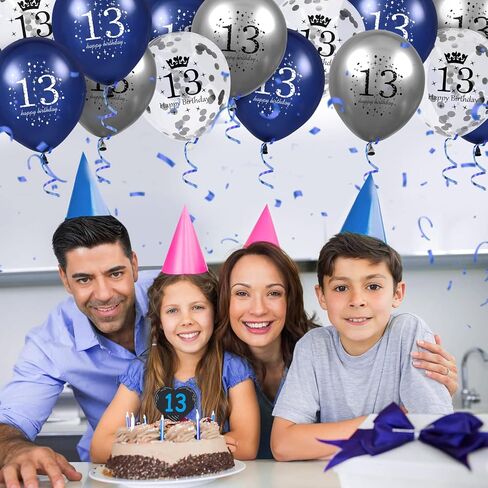 بالونات عيد الميلاد الحادي والعشرين، 15 قطعة من بالونات عيد الميلاد الحادي والعشرين باللون الأزرق الداكن والفضي للرجال والنساء وحفلات الذكرى السنوية الحادية والعشرين السعيدة وديكورات حفلات عيد الميلاد الحادي والعشرين مقاس 12 بوصة in Saudi Arabia