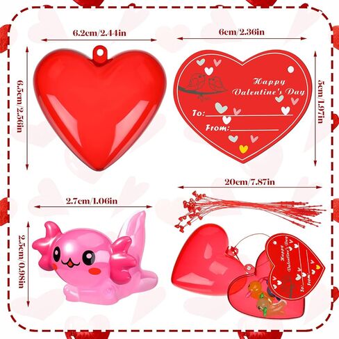 Syhood 28 Packs Valentines Day Hearts Filled with Axolotl with Valentine Cards Cute Stress Relief Resin Animal Axolotl for Kids Valentine Party Favors School Game Prize Classroom Gift Exchange in Saudi Arabia