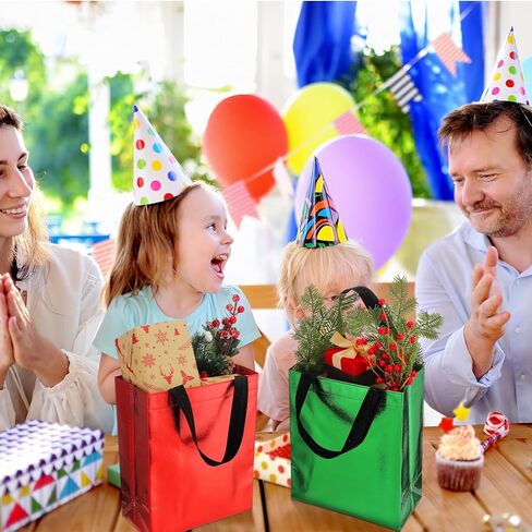 Paterr 72 Pieces Gift Bags Christmas Reusable Shiny Shopping Bags with Handles Medium Size Glossy Grocery Goodies Bags Bulk for Xmas Birthday Wedding Thanksgiving Party Favors, 10 x 8 x 4 Inch in Kuwait