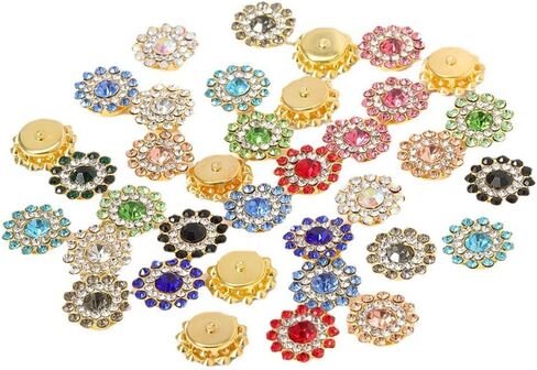 ccHuDE 100 Pcs 14mm Sunflower Buttons Sew on Rhinestone Buttons Jewelry Flower Buttons Crystal Flatback Buttons Decorative Floral Buttons in Saudi Arabia