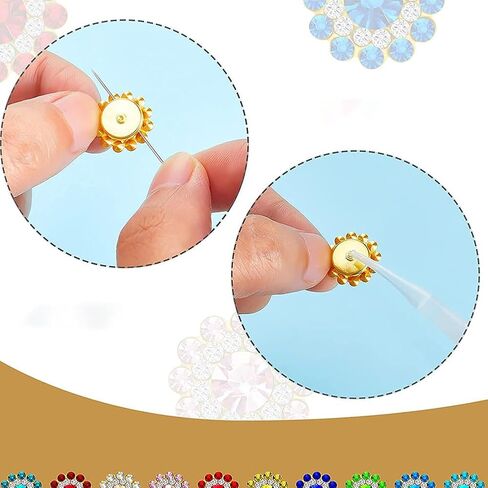 ccHuDE 100 Pcs 14mm Sunflower Buttons Sew on Rhinestone Buttons Jewelry Flower Buttons Crystal Flatback Buttons Decorative Floral Buttons in Saudi Arabia