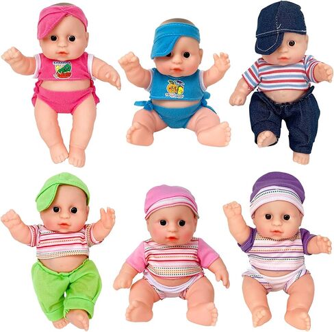 Liberty Imports 8" Baby Dolls Set of 6 Cute Little Vinyl Infant Dolls, Mini Nursery Toys for Girls, Kids Toddlers - Bulk Gift Bundle Party Favors Supplies in Saudi Arabia