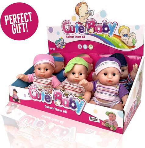 Liberty Imports 8" Baby Dolls Set of 6 Cute Little Vinyl Infant Dolls, Mini Nursery Toys for Girls, Kids Toddlers - Bulk Gift Bundle Party Favors Supplies in Saudi Arabia