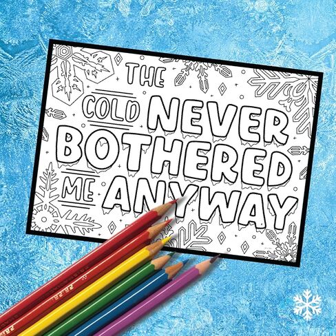 تلوين برودواي - صفحات تلوين مستوحاة من فروزن (مجموعة من 4)، بضائع موسيقية Let It Go، مطبوعة على ورق غير لامع (8 1/2 بوصة × 11 بوصة)، هدية مثالية لمحبي مسرح برودواي in Kuwait