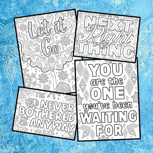 تلوين برودواي - صفحات تلوين مستوحاة من فروزن (مجموعة من 4)، بضائع موسيقية Let It Go، مطبوعة على ورق غير لامع (8 1/2 بوصة × 11 بوصة)، هدية مثالية لمحبي مسرح برودواي in Kuwait