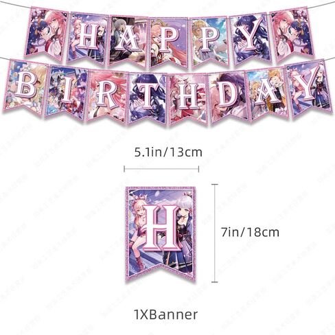 لوازم حفلات جينشين، ديكورات حفلات اعياد الميلاد تتضمن قطعة قماش لتزيين خلفية جينشين امباكت، لافتة عيد ميلاد، زينة كيك، زينة كب كيك in Kuwait