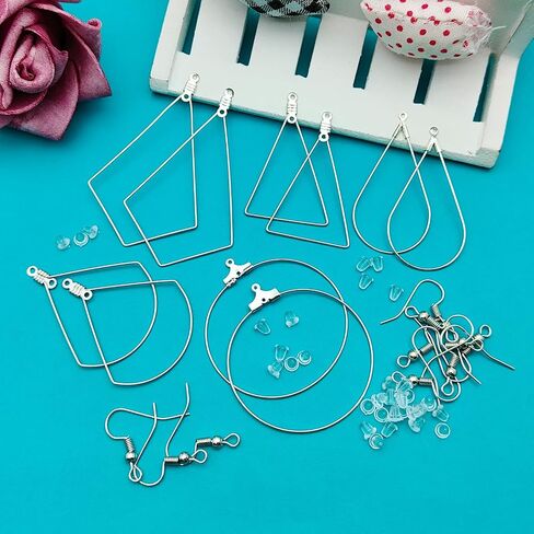 280PCS Beading Hoop Earrings for Jewelry Making Beading Earring Findings Beading Earring Component Accessories 100PCS Beading Earring Hooks Silicone Earring Backs (K Gold) in Saudi Arabia