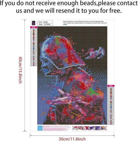 طقم طلاء ماسي ثلاثي الأبعاد يتضمن حفار دارث فادر طقم رسم أحجار الراين الماسية للبالغين والمبتدئين، 40.64 سم × 30.48 سم (مجموعة طلاء ألماس ستار وورز) in Kuwait