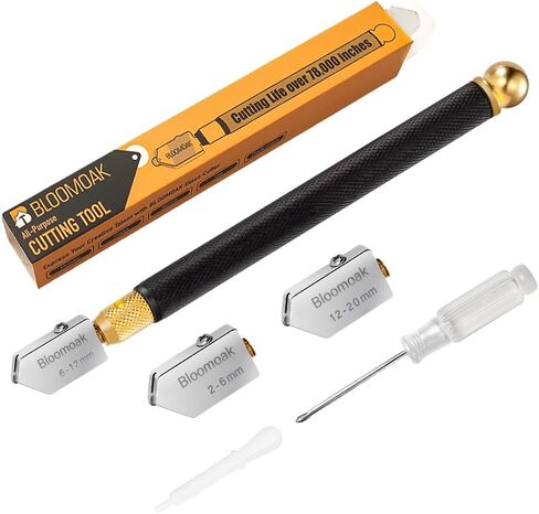 مجموعة أدوات تقطيع الزجاج، 2-20 مم طقم 5 قطع من الزجاج مع صندوق تخزين محمول، رأس كربيد تغذية الزيت مع 2 شفرات إضافية ومفك لقص الزجاج المصقول، البلاط، المرآة، الفسيفساء in Kuwait