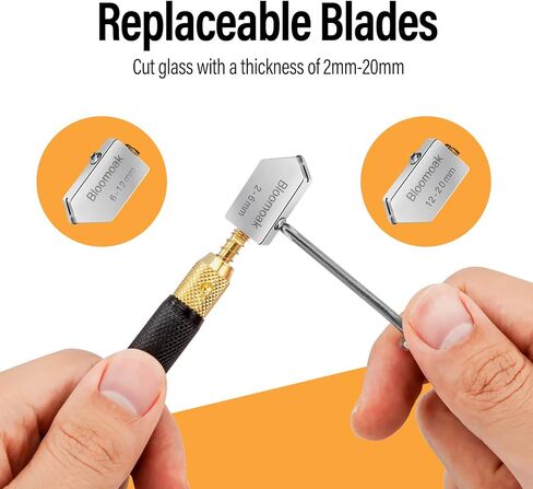 مجموعة أدوات تقطيع الزجاج، 2-20 مم طقم 5 قطع من الزجاج مع صندوق تخزين محمول، رأس كربيد تغذية الزيت مع 2 شفرات إضافية ومفك لقص الزجاج المصقول، البلاط، المرآة، الفسيفساء in Kuwait